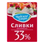 Сливки Чудское Озеро для взбивания 33%, 200 мл, Россия